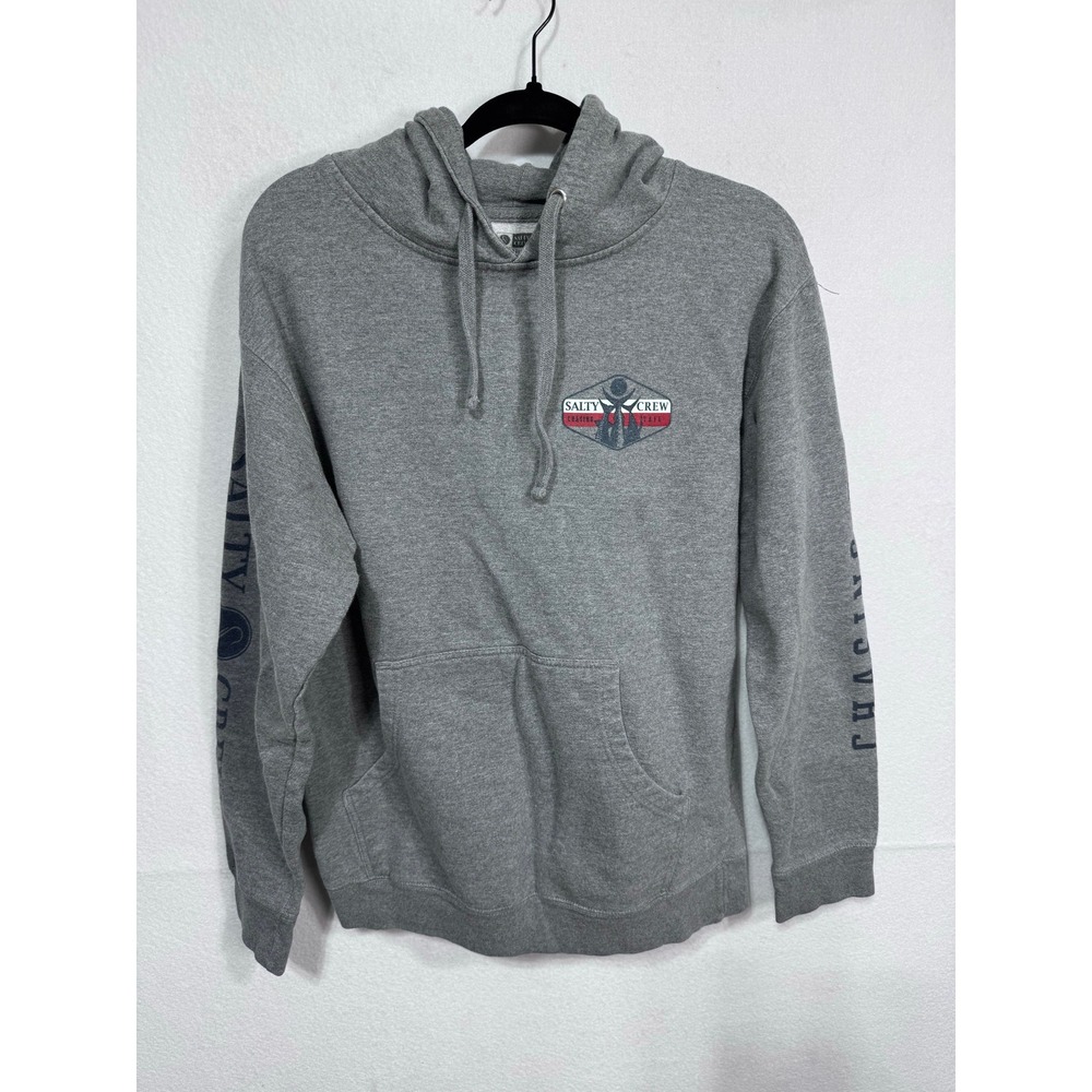 Men's Salty Crew Hoodie Gray Chasing‎ Tail Logo Sweatshirt Medium Pullover